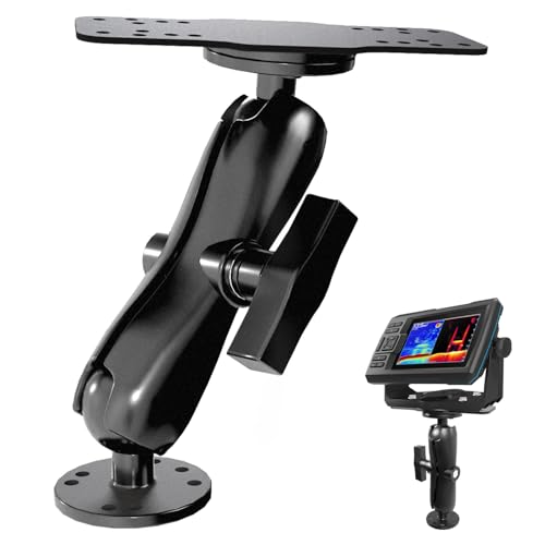 S109 Aluminum Alloy Fish Finder Mount with C Size 1.5 Ball 7.78 Dual Purpose Mount with Rectangle Plate & Round Plate 360 Rotation Marine Electronic Mount Compatible with Garmin Lowrance