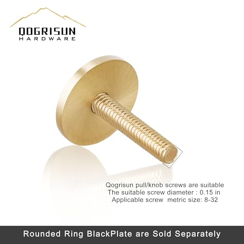 QOGRISUN 10-Pack Solid Brass Cabinet Knobs Back Plates, Rounded Ring Cabinet Pulls BackPlates,1.25-Inch Diameter, Cabinet Hardware, Brushed Brass Finish - Thumbnail 4