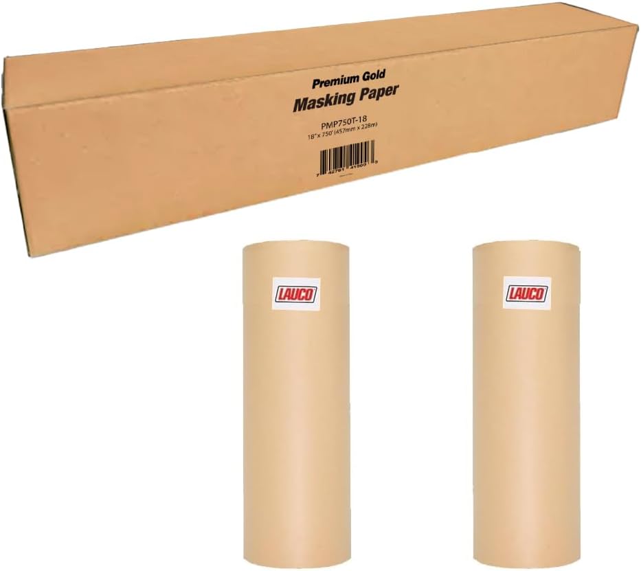 LAUCO Masking Paper Automotive Painters Multi-Purpose 36” x 9000” (750') - Cover Automotive Surface, Packing, Moving, Gift Wrapping, Postal, Shipping, Parcel, Wall Art, Bulletin Boards (2 Rolls)
