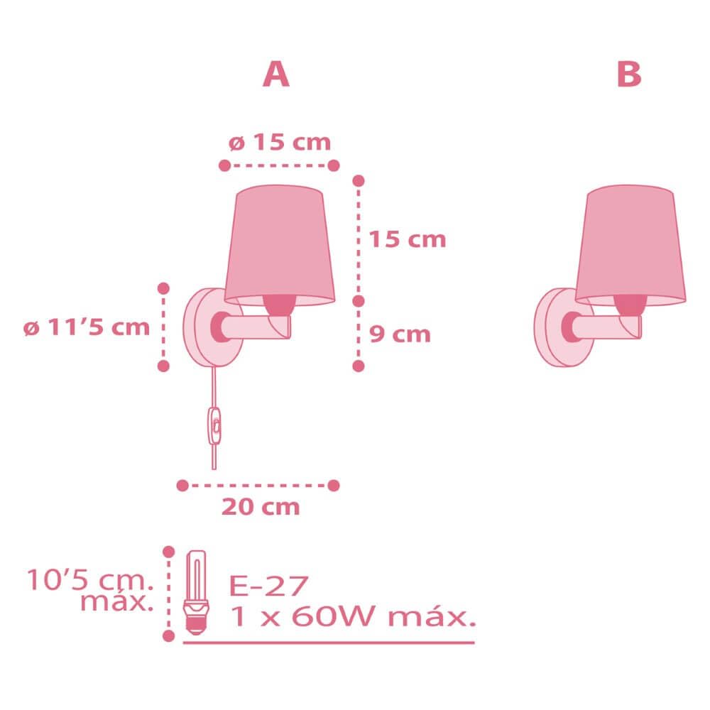 Dalber Aplique Infantil De Pared Flamingo Flamenco Animales Arcoiris Rosa, 82469, E27