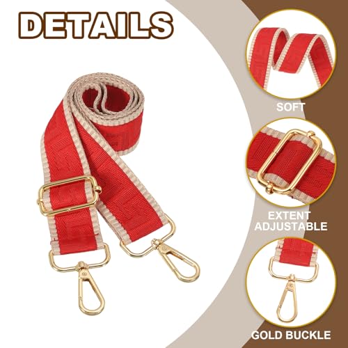Image of PATIKIL Purse Strap, Adjustable Crossbody Bag Straps Wide Shoulder Strap Universal Replacement Shoulder Bag Belt for Women's Handbags Canvas Satchels Bag Backpack, Red