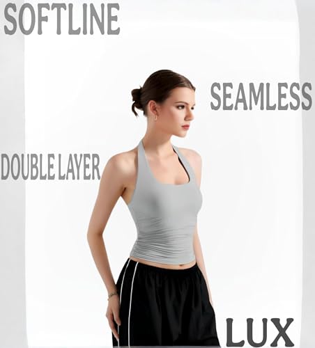 Image of SIGHTBOMB Seamless Super Soft V Halter Neck Microfiber SOFTLINE Active WEAR /Casual WEAR Cuddle Spaghetti TOP for Women
