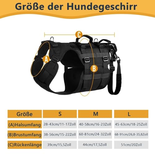 Hundegeschirr, Verstellbare Hundegeschirr Mittelgroße Hunde, Atmungsaktive Sicherheitsgeschirr Hund Mit Griffen, Abnehmbare Hunde Sicherheitsgeschirr, DREI Größen Panikgeschirr(L)