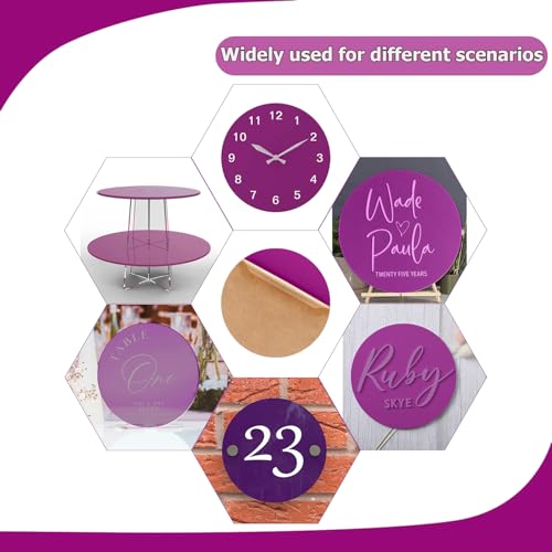 Image of 2 Pack Round Acrylic Sheet, 2.7~3mm Thick Acrylic Plastic Sheets Plexiglass Boards for Laser Cutting and DIY Craft Projects (Opaque Purple, 6 Inch Diameter)