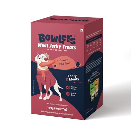 Image of Bowlers Dog Treats Meat Jerky| 70g (Pack of 5) | High on Protien |Low in Fat | Grain Free | Handmade Treats