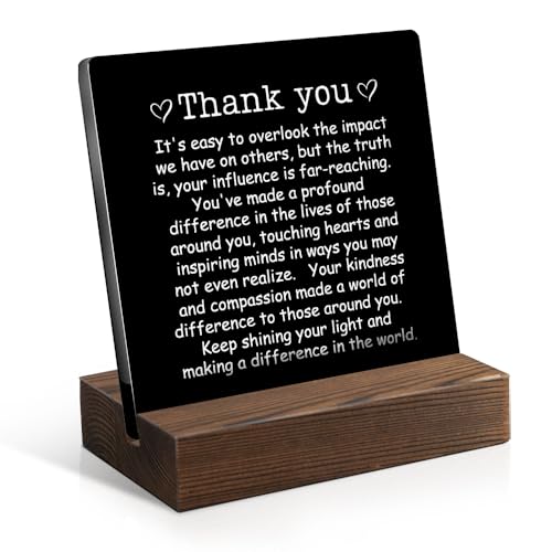 Juoqg Thank You Acrylic Sign with Wooden Stand, Funny Thank You Gift for Men Women, Appreciation Gift for Boss Leader Mentor, Thanksgiving Gift for Colleague Coworker, Employee Appreciation Gift