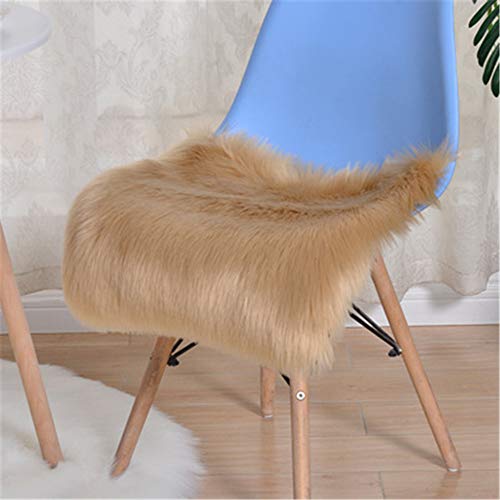 Hava Kolari Sitzkissen, Büro/Haushalt/Esstisch Stuhl Kissen Wollimitat Plüsch Winter Sitzkissen Faux Lammfell Sitzauflage (Kaffee,45 * 45 cm) Cover