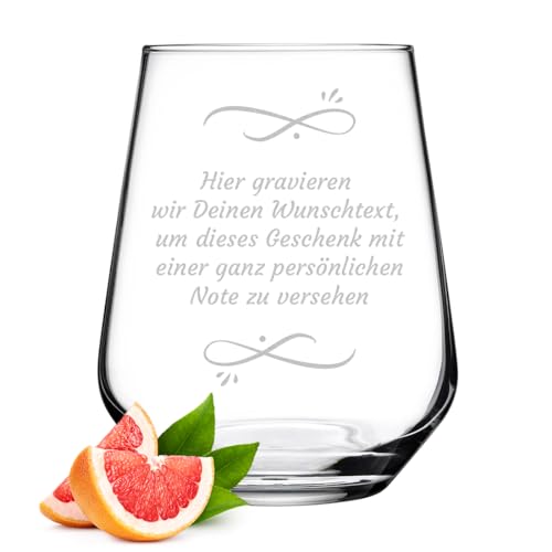 polar-effekt Wasserglas 425 ml mit Gravur - spülmaschinenfestes Trinkglas - Glas für Saft, Wasser, Drinks und Cocktails - perfekt für zu Hause und Partys