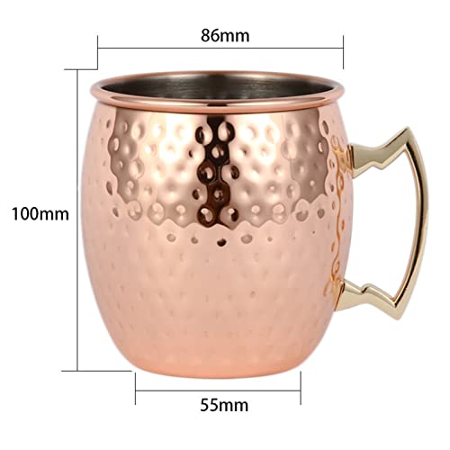 Moscow Mule Mug with Handle - 550ml Hammered Stainless Steel Cup - Barware, Creative Cocktail Glass