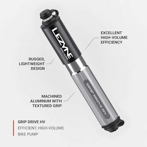 LEZYNE Grip Drive HV High Volume Bike Hand Pump | 90 PSI CNC-Machined Aluminum Mini Bicycle Pump for MTB & Gravel Tires, ABS Flex Hose, Presta & Schrader Compatible - Small, Silver by LEZYNE - Image 4