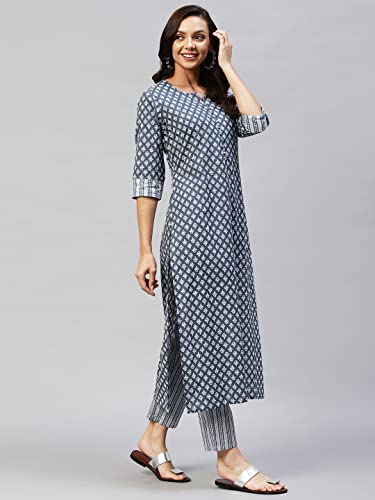 Image of ANNI DESIGNER Cotton Blend Women Kurta Pant Set