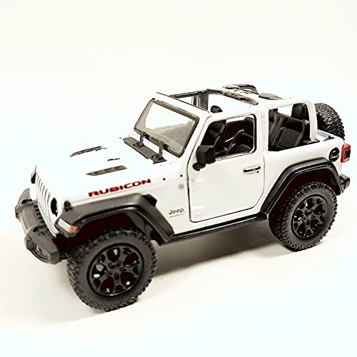 KiNSMART - Jeep Wrangler Rubicon Off Road 4x4 5 inch 1:34 Scale Die Cast Model Replica Toy Car Opentop White