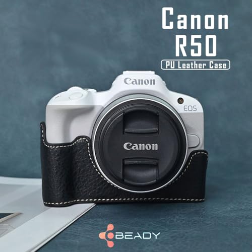 Funda para cámara Canon EOS R50 piel PU negra miniatura 5