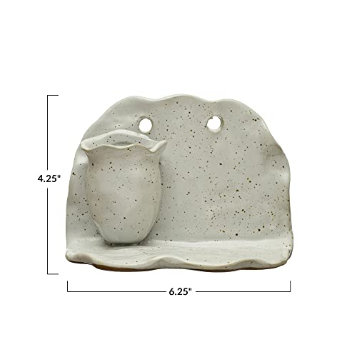 Creative Co-Op Decorative Stoneware Vase, Ivory Wall Shelf #TOP4