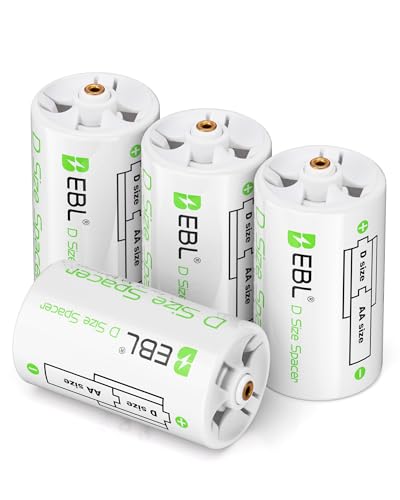 EBL D Size Battery Adapters, AA to D Size Battery Spacer Converter Case Use with Rechargeable AA...