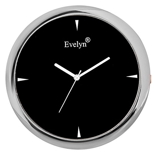 Image of Evelyn Analog Table Clock | Classic Small Round Car Dashboard Time Desk Clock Black Size 45mm