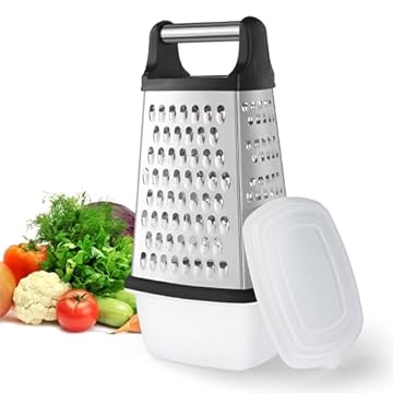 YC Kitchen Grattugia Formaggio, Grattuggia in Acciaio Inossidabile, Grattugia Verdure, Grattugia quadrata a 4 lati e Grattugia da Cucina, Pratici gadget per la cucina (Grande scatola in più)