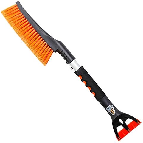BIRDROCK HOME 24" Snow Brush with Detachable Ice Scraper for Car | 9" Wide Bristle Brush | Size: Car & Small SUV | Lightweight Aluminum Body with Ergonomic Grip Cover