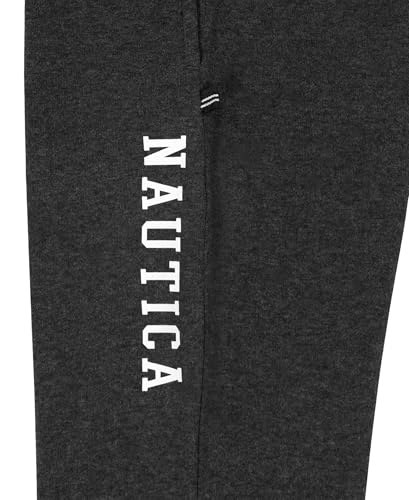 Nautica Boys' Pull-On Fleece Jogger Sweatpant, Solid Coal Heather, 14-16