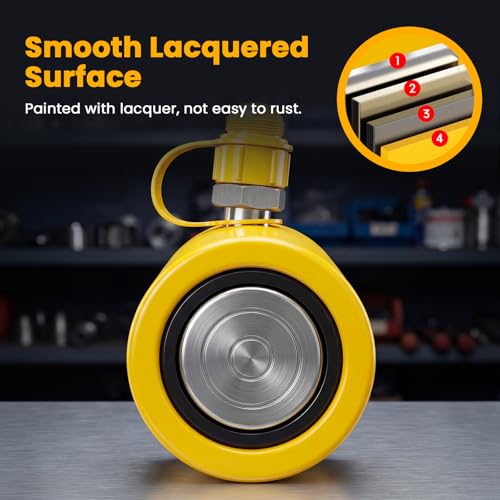Image of NEWTRY 10 ton Hydraulic Cylinder Long Jack 4 inch Stroke Porta Power Ram Jack Lifting Cylinder Retract Automatically for Shipbuilding Bridge Construction