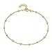 Produktbild Amberta 925 Sterlingsilber Vergoldet 18K Fußspange  3,2 mm Kugelkette mit größeren Kugel Fußkettchen Armband  22 bis 25,5 cm  Flexibel Verstellbar