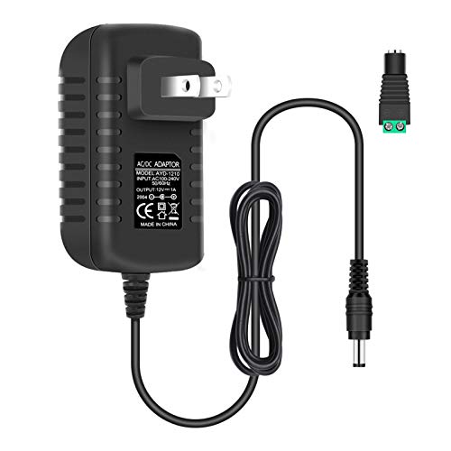 Image of 12V Power Supply, 12 Volt 1A 12W DC Power Supply, Black LED Power Adapter, AC 110V to 12V Wall Mounted Transformer Plug for LED Strip Lights with 5.5 /2.1 DC Female Connector