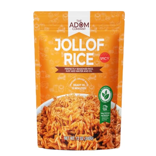 Jollof Rice Mix – Ready-to-Cook, Authentic Nigerian Flavor, Richly Spiced, Easy 15-Minute Meal, All-Natural Ingredients, No Preservatives – Perfect for Family Dinners & Parties, (340g, Spicy)