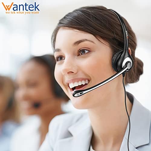 Wantek Telephone Headset with Microphone Noise Cancelling, Mono RJ9 Office Phone Headset Compatible with Yealink T21P T23G T41S T46S T48S Avaya 1608 9608 9611G Grandstream GXP1620 2130 Snom Panasonic