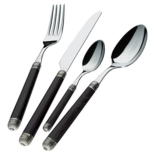 Bugatti Dorico 24-pcs Noir kit couverts table inox design moderne - 2