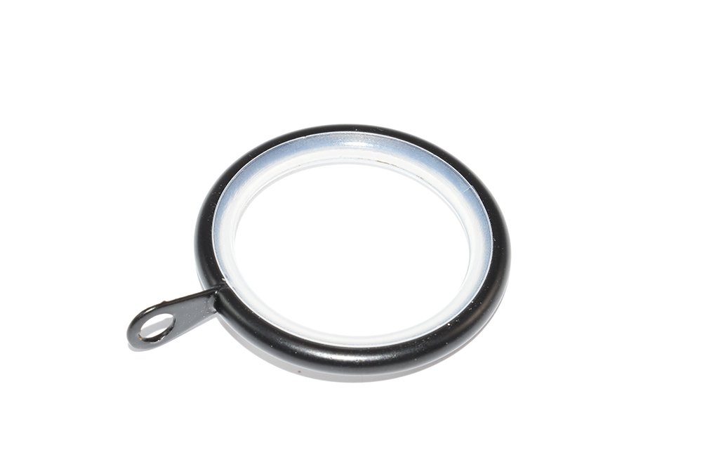 Onestopdiy.com Black Id 35Mm - Od 42Mm Silent Rod Curtain Pole Ring Fixed Eye Pack Of 6