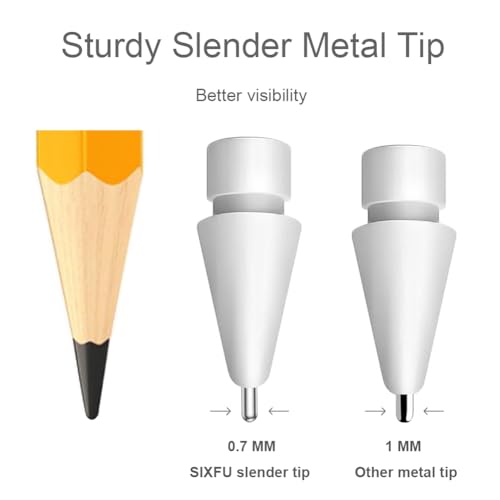 Image of SIXFU Replacement Tips for Apple Pencil, Mix Precise Control Tips Set for Apple Pencil 2nd Generation / 1st Gen /USB C Apple Pen Nibs(6 Pack)