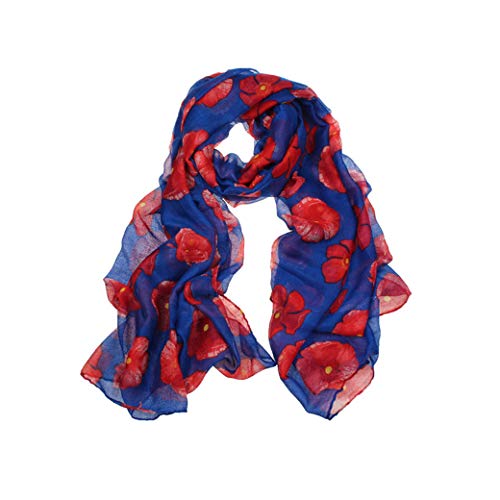 Lujuny Spring Fall Fashion Lightweight Print Flower Voile Scarf For Women Girls (Blue) #TOP6