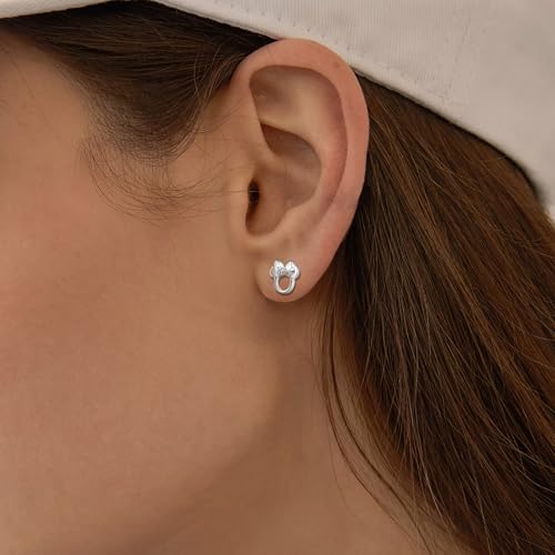 Mouse Bow Earrings Sterling Silver Small Animal Stud Earrings for Women Hypoallergenic Cubic Zirconia Cute Lovely Earring Gifts for Sister3