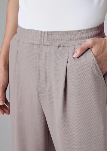 Image of KOTTY Men's Relaxed Fit Pleated Trousers|Casual Elastic Waist Straight Leg Pants with Pockets|Stylish Casual Wear