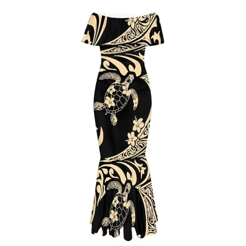 Image of Polynesian Dresses for Women Off Shoulder Maxi Dress Puletasi Samoan Dresses S-7XL