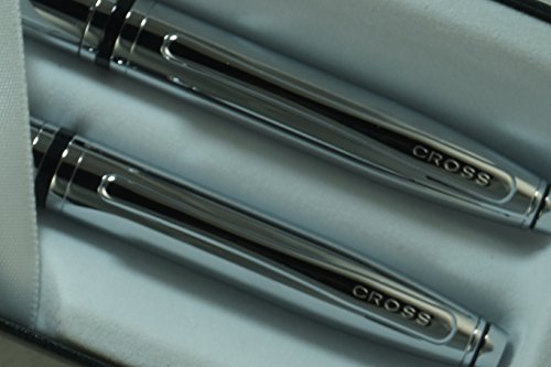 Cross Classic Executive Companion Avatar with Extremely Polished Lustrous Chrome Barrel & Appointments,Distinctive Cross Special Signature Mid Rings, Pen and 0.7MM Pencil Set. A Great Gift- Black Ink