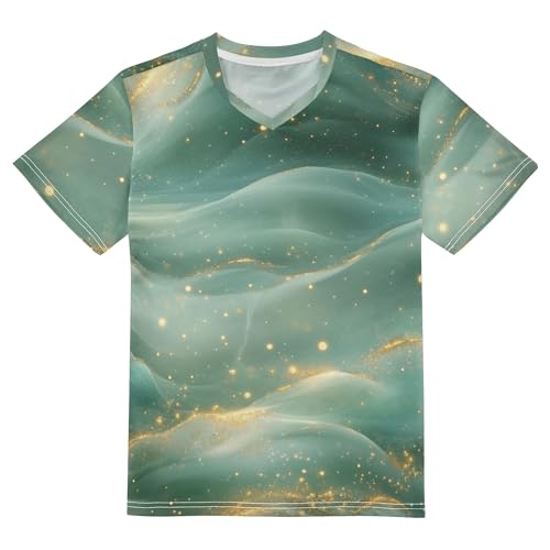 Kid's Short Sleeve Athletic Tops Soft Breathable Rose Gold Teal Green Active Tees for Kids Teens