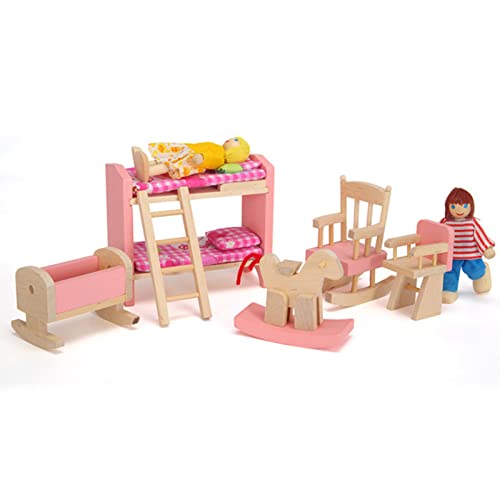 Zuzer 6PCS Puppenhaus Möbel Holz Miniatur Möbel Set Puppenhaus Zubehör...