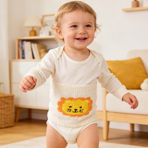 Cinturón de vientre infantil para evitar enfriamientos con soporte de felpa animada 4
