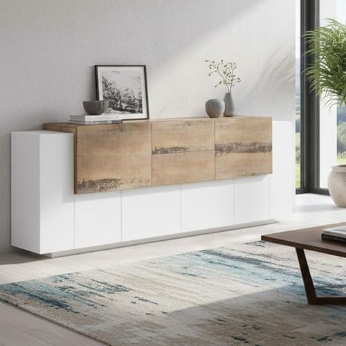 Dmora - Buffet Cesare, Buffet de cuisine avec 5 portes et 2 tiroirs, Buffet de salon, Buffet de...