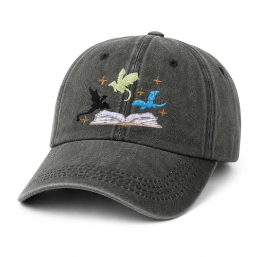 Image of AURENYX Blcak Vintage Dragon Embroidered Baseball Cap Mens Black Grey