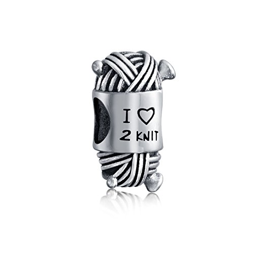 Abalorio de lana en plata de ley 925 oxidada para pulsera de mujer