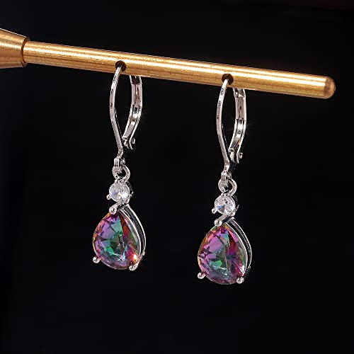 CiNily Teardrop Leverback Dangle Earrings for Women Hypoallergenic 14K Gold Plated Cubic Zircon Drop Earrings Fashion Crystal Earrings for Girls Jewelry Christmas Gifts2