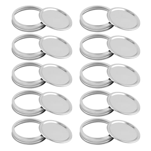 10 tapas para tarros Mason Jar, tapas de sellado para alimentos, tapas de repuesto a prueba de fugas, reutilizables, tapas de rosca de repuesto de metal para tarros Mason, tarros de mermelada (86 mm)