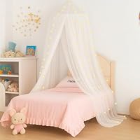 Vicloon Bed Canopy, Mosquito Net for Single Beds, Princess Canopy, Round Dome Hanging Bed Curtains for Girls Room Decor (White)