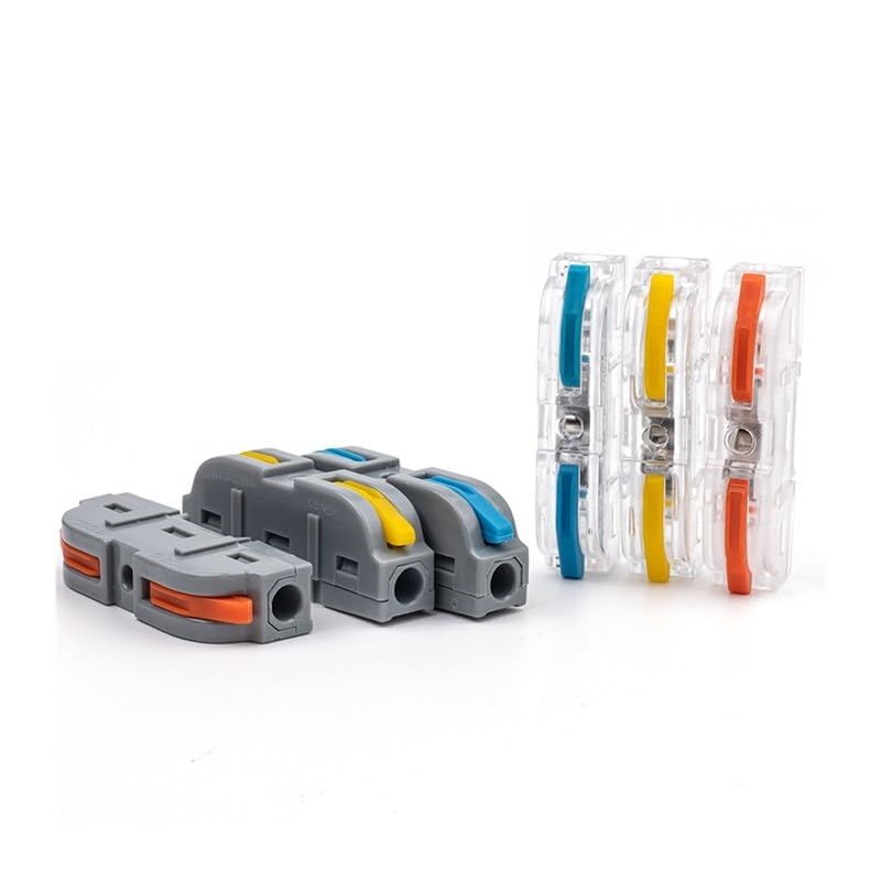 60PCS Set Quick Compact Copper Conductor Wire Cable Connector Push-in 1 to 1 Inline Electrical Splice Terminal Block(60PCS Box 221 Color)