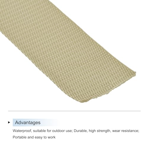 Image of MECCANIXITY Lightweight Polypropylene Webbing Strap 2 inch 10 Yard Backpack Strapping Band Light Khaki for Outdoor Luggage Cargo Straps