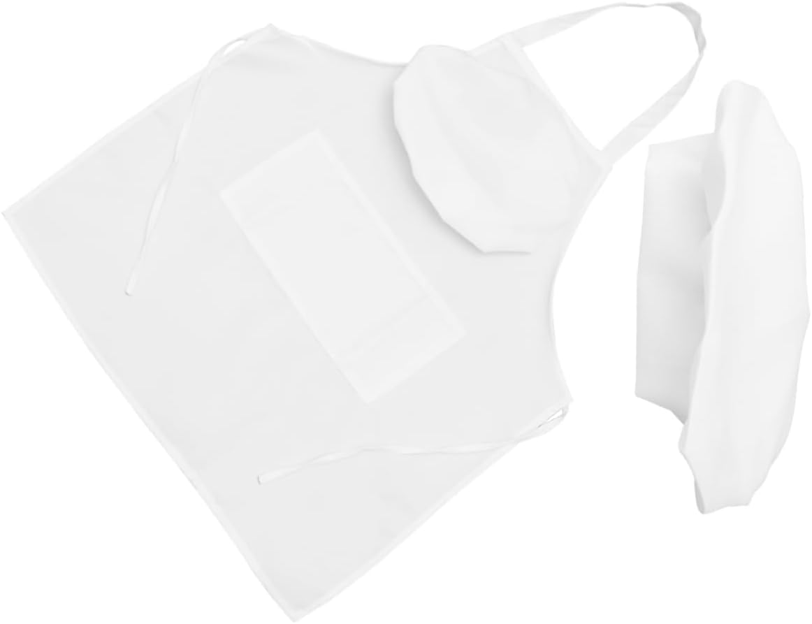 PRETYZOOM 8pcs Chef Apron and Hat Adults Sleeveless Kitchen Apron Front Pocket for Cooking Bbq and Restaurant Use Matching Chef Hats