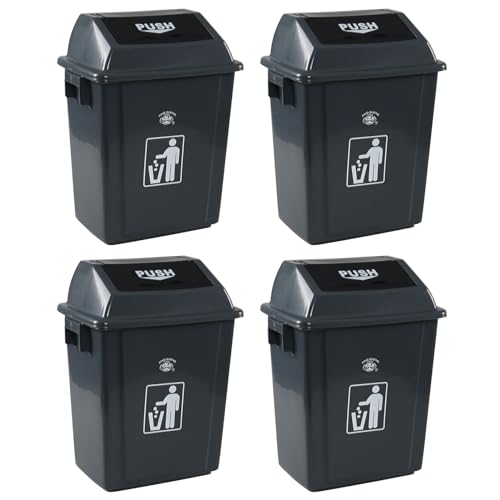 Caneca Plástica Swing Top 6 Galones Pack 4 Gris