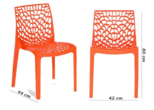 Image of activa Web Designer Plastic Chair for Home, Office and Restaurant and Cafe|Armless Chair for Dining Room| Heavy Duty Outdoor Plastic Chair | Designer Balcony Chair (Orange, Set of 1)